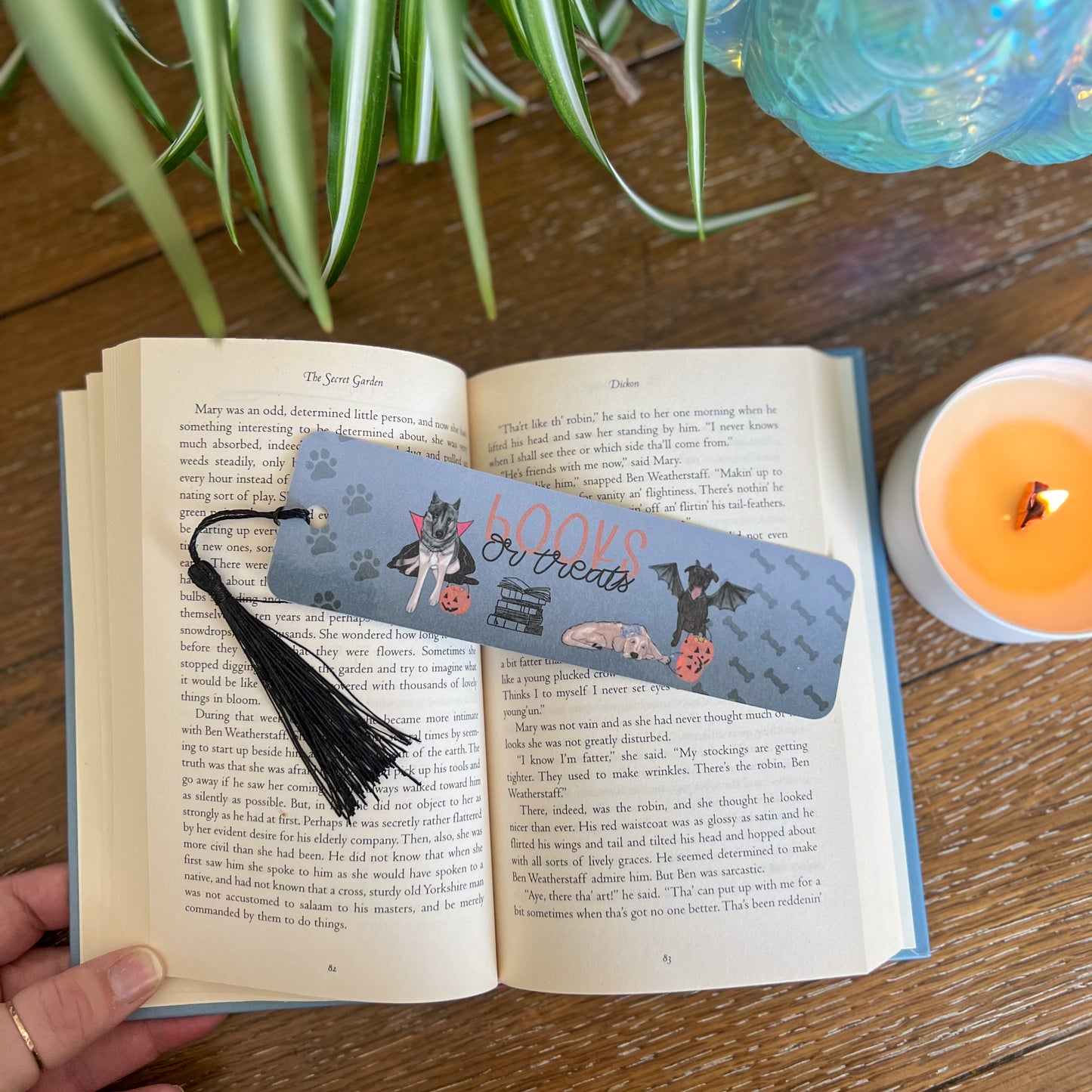 Books or Treats Halloween Dog Bookmark