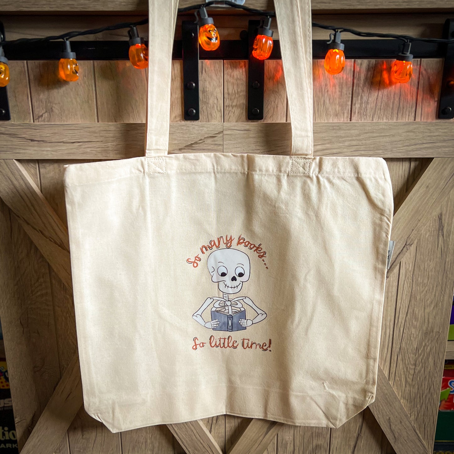 Reading Skelly Organic Cotton Tote Bag