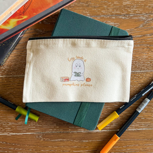 Fall Book Ghostie Pencil Pouch