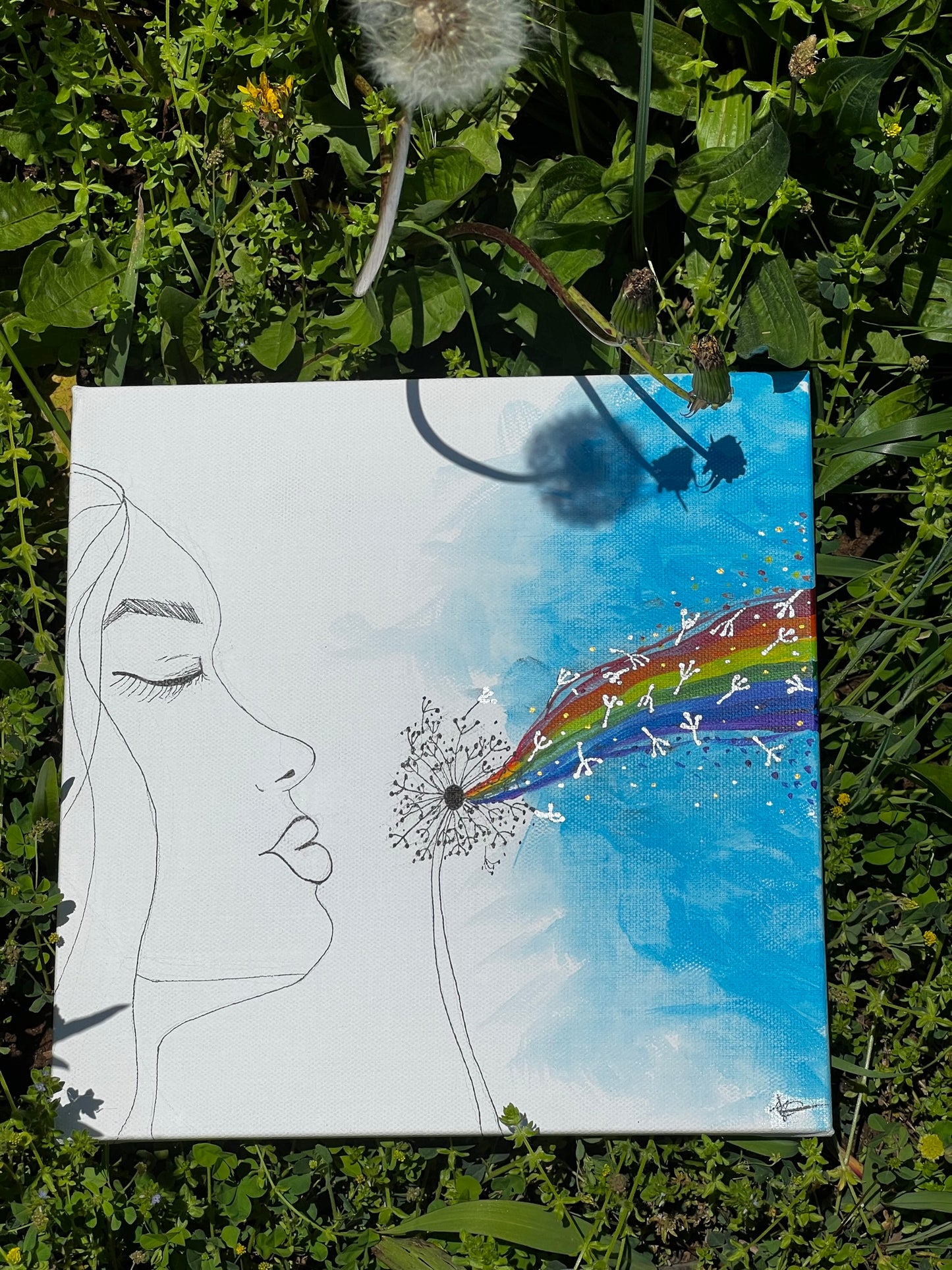 Rainbow Wishes Acrylic Painting on Canvas