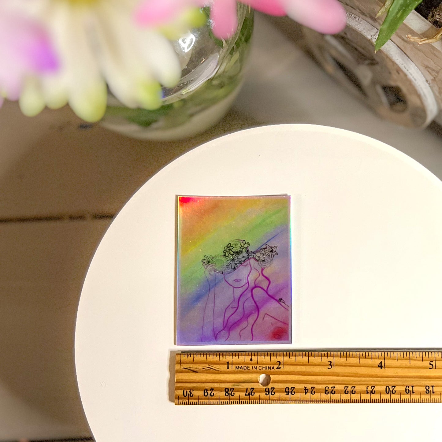 Holographic Rainbow Flower Crown Sticker