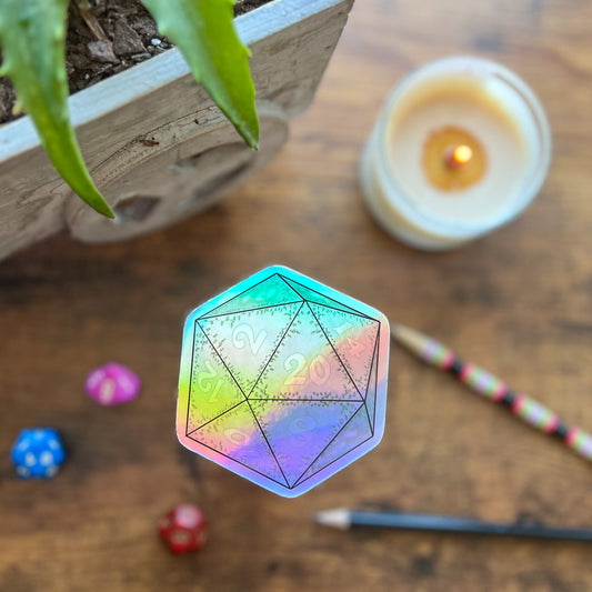 Holographic Floral D20 Sticker