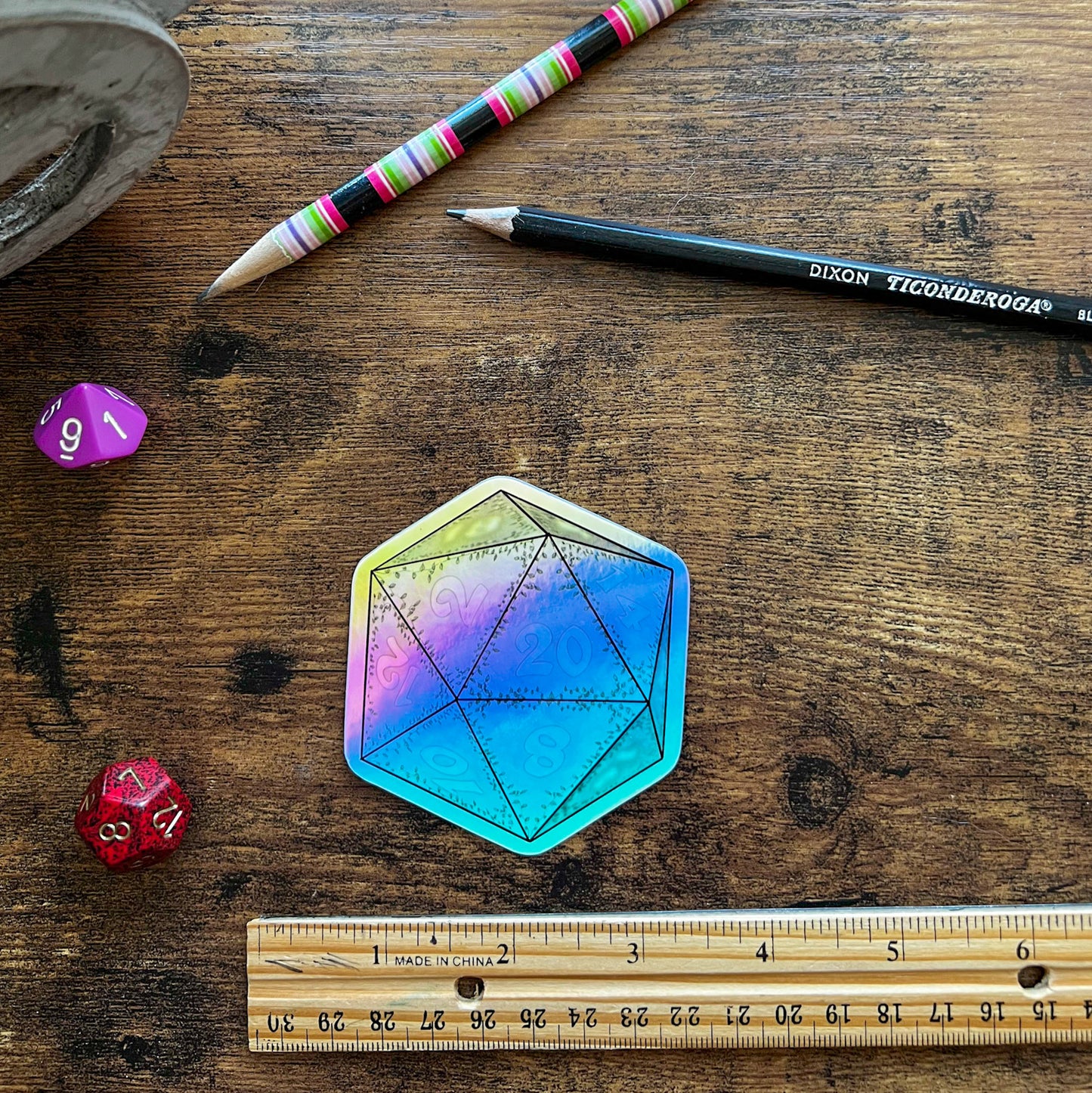 Holographic Floral D20 Sticker