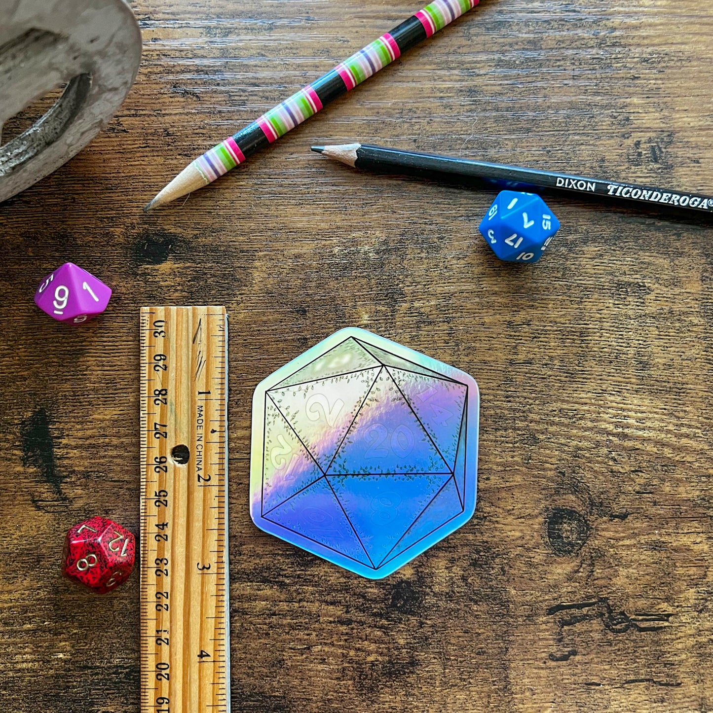 Holographic Floral D20 Sticker