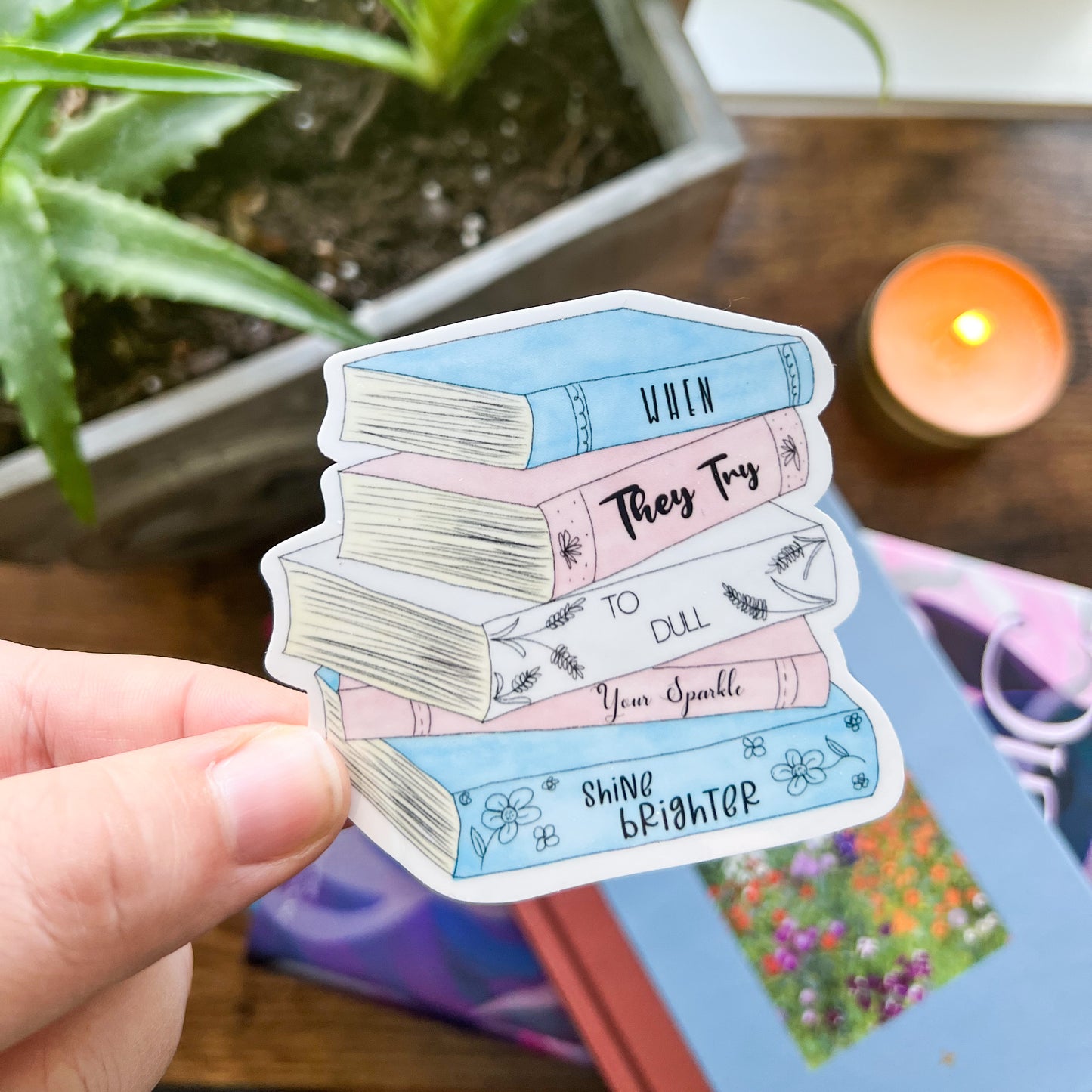 Trans Pride Book Stack Sticker