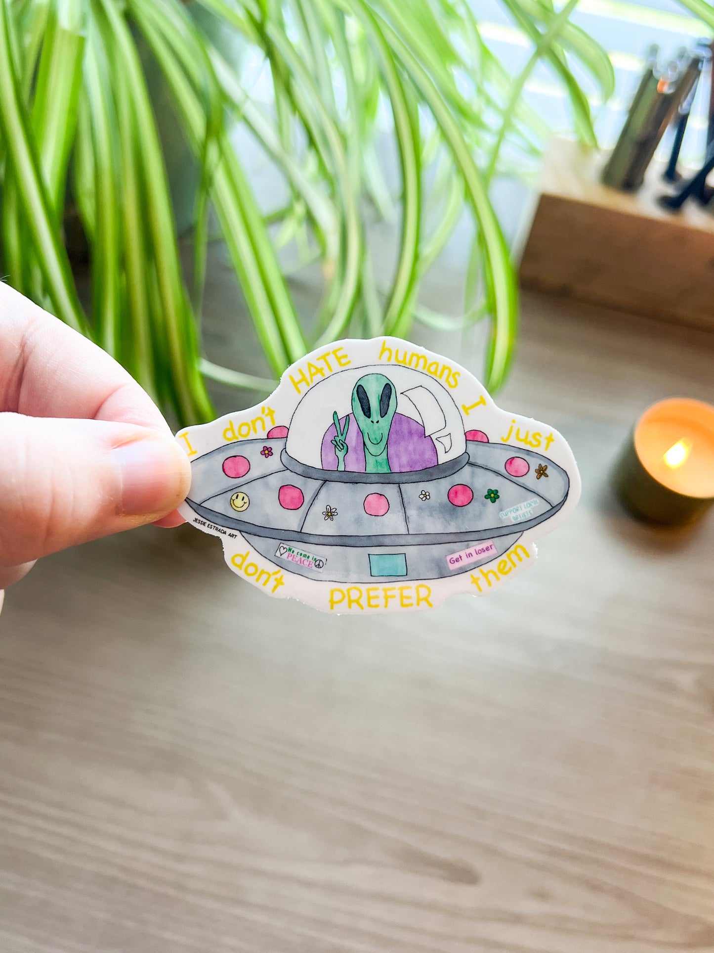 Peaceful Alien Sticker