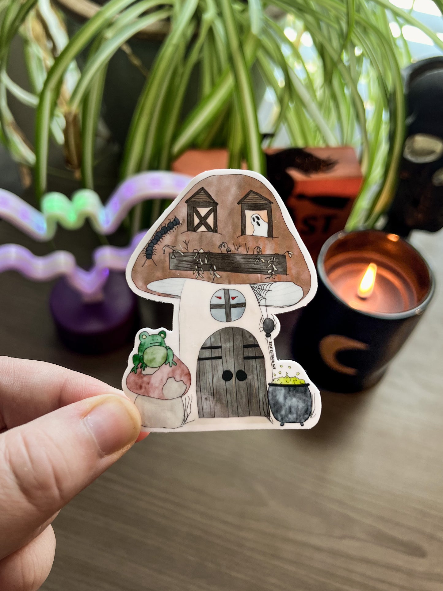 Haunted Mushroom House Sticker