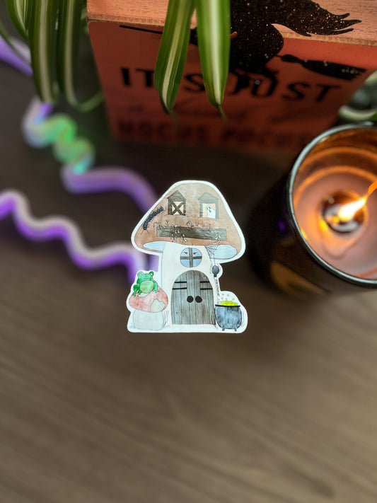 Haunted Mushroom House Sticker