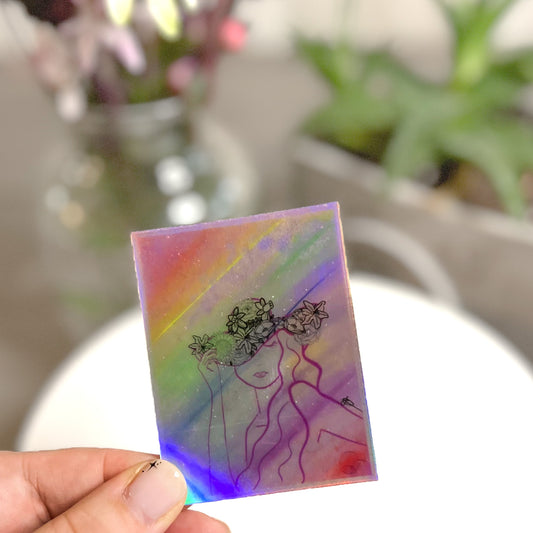 Holographic Rainbow Flower Crown Sticker